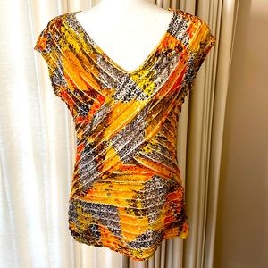 Vibrant V-neck Stretchy Blouse
